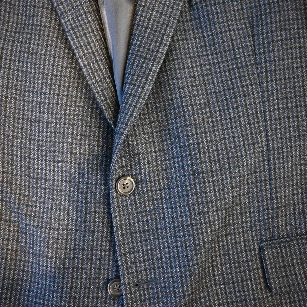 Chaps Ralph Lauren 46R Blue Gray Brown 100% Lambswool Tweed Blazer‎ Jacket Coat